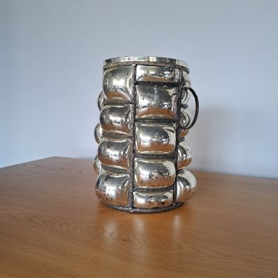 Windlicht Glas Bauernsilber/Metall