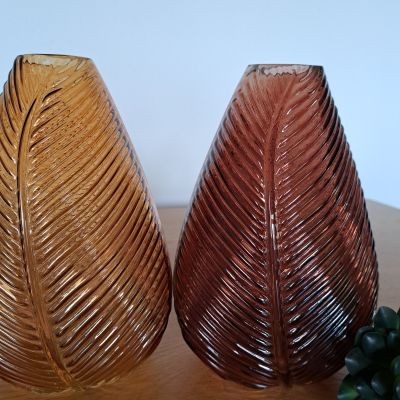 Vase Blatt 2er Set orange